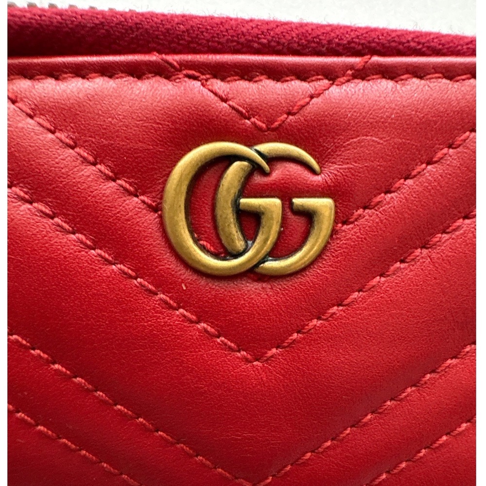 Gucci GG Marmont Red Matelasse Leather Small Key Case Pouch Zip Wallet 498127 - Picture 11 of 11
